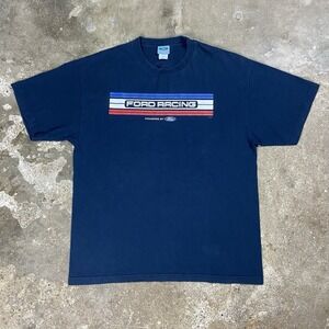 Vintage 90s Ford T-Shirt Size XL Navy Blue Racing Performance NASCAR Graphic
